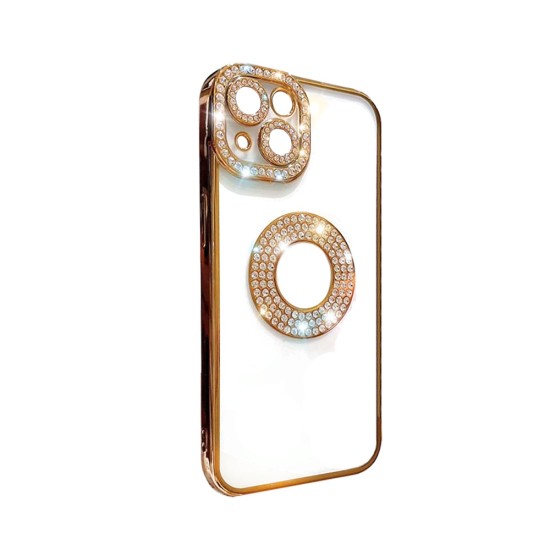 Soft Silicone Case with Diamond Design for Apple iPhone 14 Gold Soft Silicone Case with Diamond Design for Apple iPhone 14 Gold